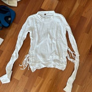 Free people White waffle tie shirt